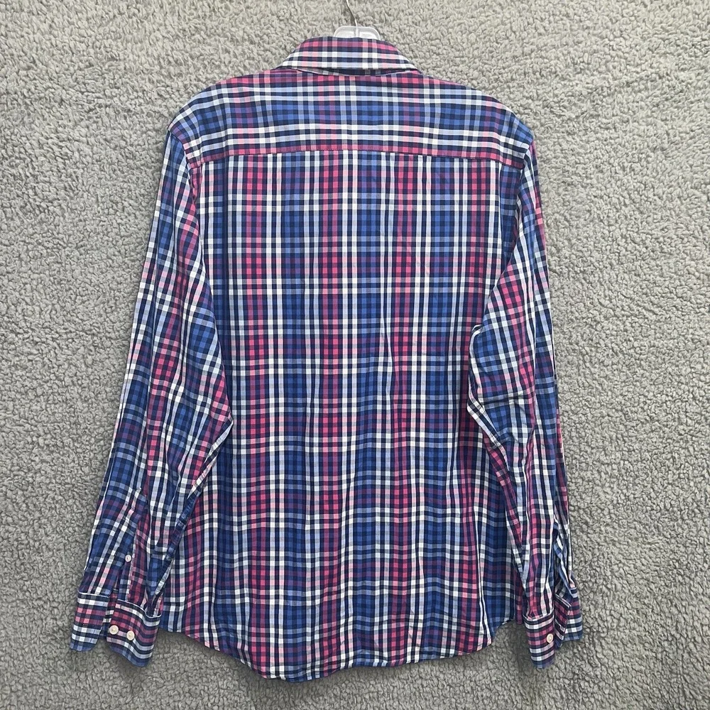 Banana Republic Shirt Men's Sz M Pink Blue White Soft Wash Check Button Up Plaid